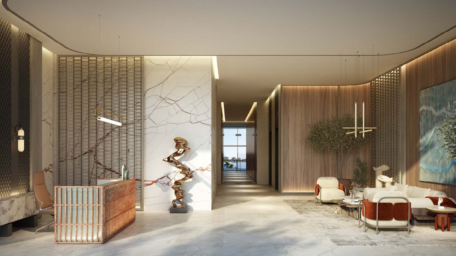 Bay Grove Residences by Nakheel - residents' lounge and lobby interior