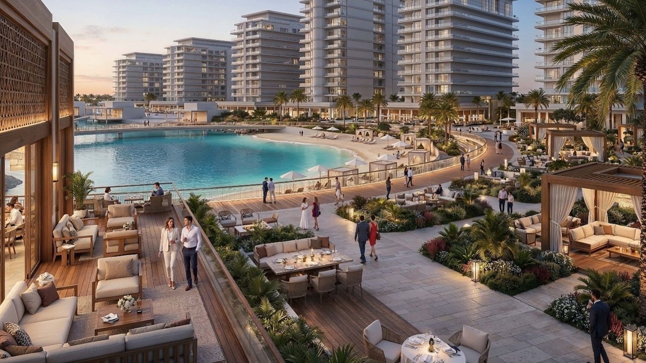 The Canopies at Yas Point - promenade, lagoon beach and landscaped gardens